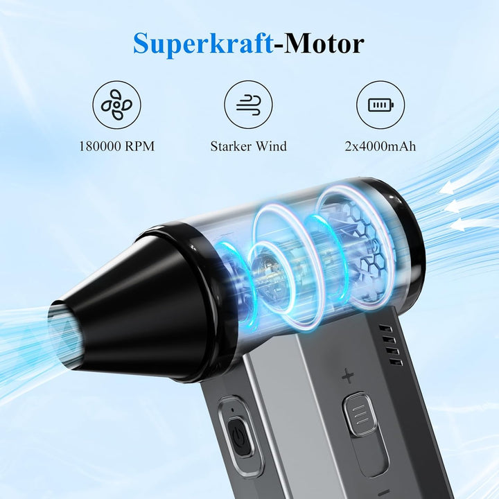 Minthouz Elektrische Staubgebläse Druckluftspray, 180000 U/min Electric Air Duster Wiederaufladbare