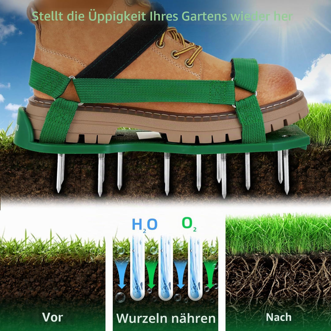Ohuhu Rasenlüfter Schuhe Nagelschuhe mit Schaufel Kostenlose Installation, Rasenbelüfter Aerifiziere