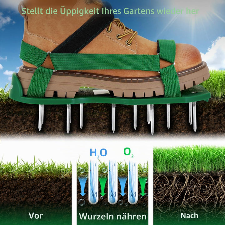 Ohuhu Rasenlüfter Schuhe Nagelschuhe mit Schaufel Kostenlose Installation, Rasenbelüfter Aerifiziere
