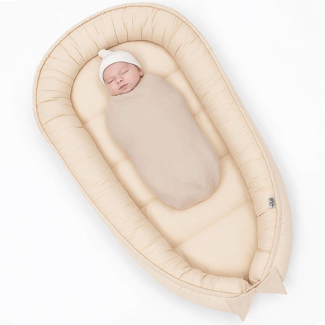 PaLulli 120x60 cm Babynest Babynestchen XXL Babykokon 2seitig 100% Baumwolle Kissen Nestchen für Bab