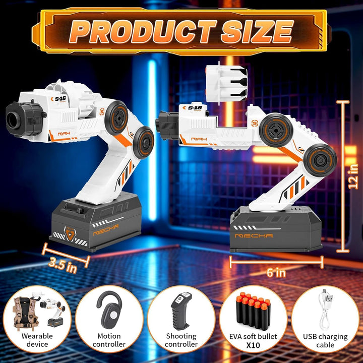 Starnearby Smart Tracking Mechanical Arm Foam Blaster, Schultermontierter Roboterarm mit Sensor, Ste