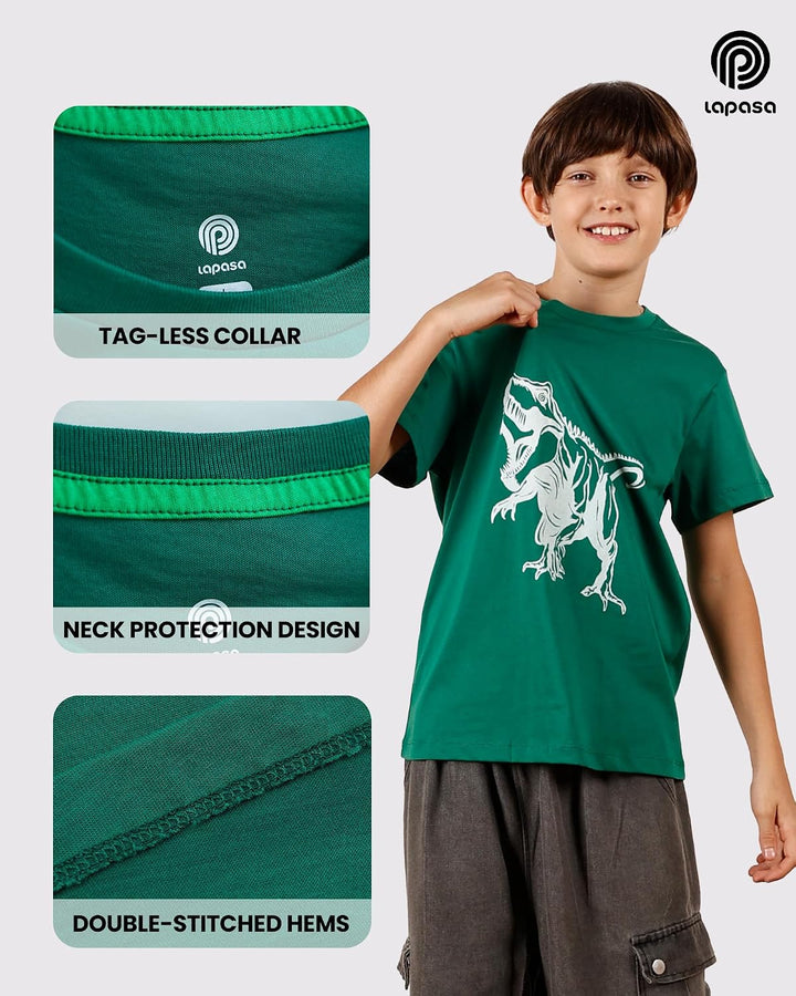 LAPASA Kinder T Shirt 100% Baumwolle 4er Pack Unisex 3-13 Jahre/ 95-165 Jungen Mädchen K01 3-4 Jahre