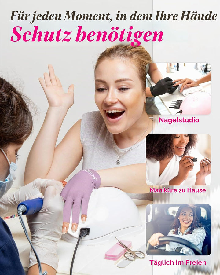 Zierliche Hände UV Handschuhe Nägel, UPF50+ UV-Schutz-Handschuhe, Fingerloses Design für Gel-Manikür
