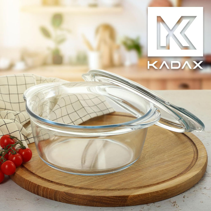 KADAX Auflaufform aus hitzebeständigem Glas, feuerfestes Gefäss, Glasbräter mit Deckel und Griffe, G
