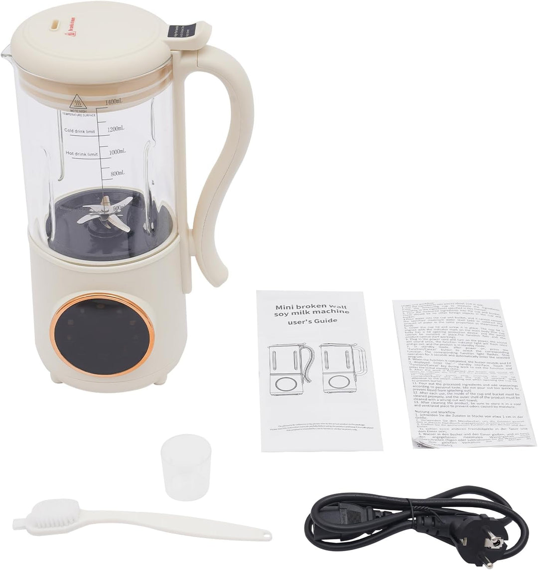 Sojamilchbereiter 600W 1400ml Nussmilch Maschine mit LED-Touch-Display und 16 Klingen Pflanzenmilchb