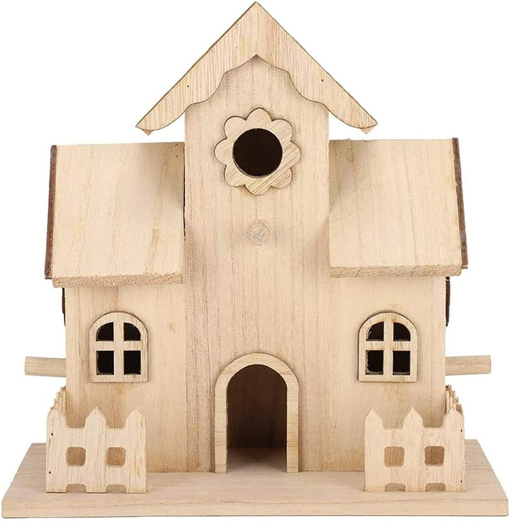ANCLLO Handgefertigtes Vogelhaus, Vogelfreundlich, Heimdekoration - Handarbeit aus Natur-Holz für Ga