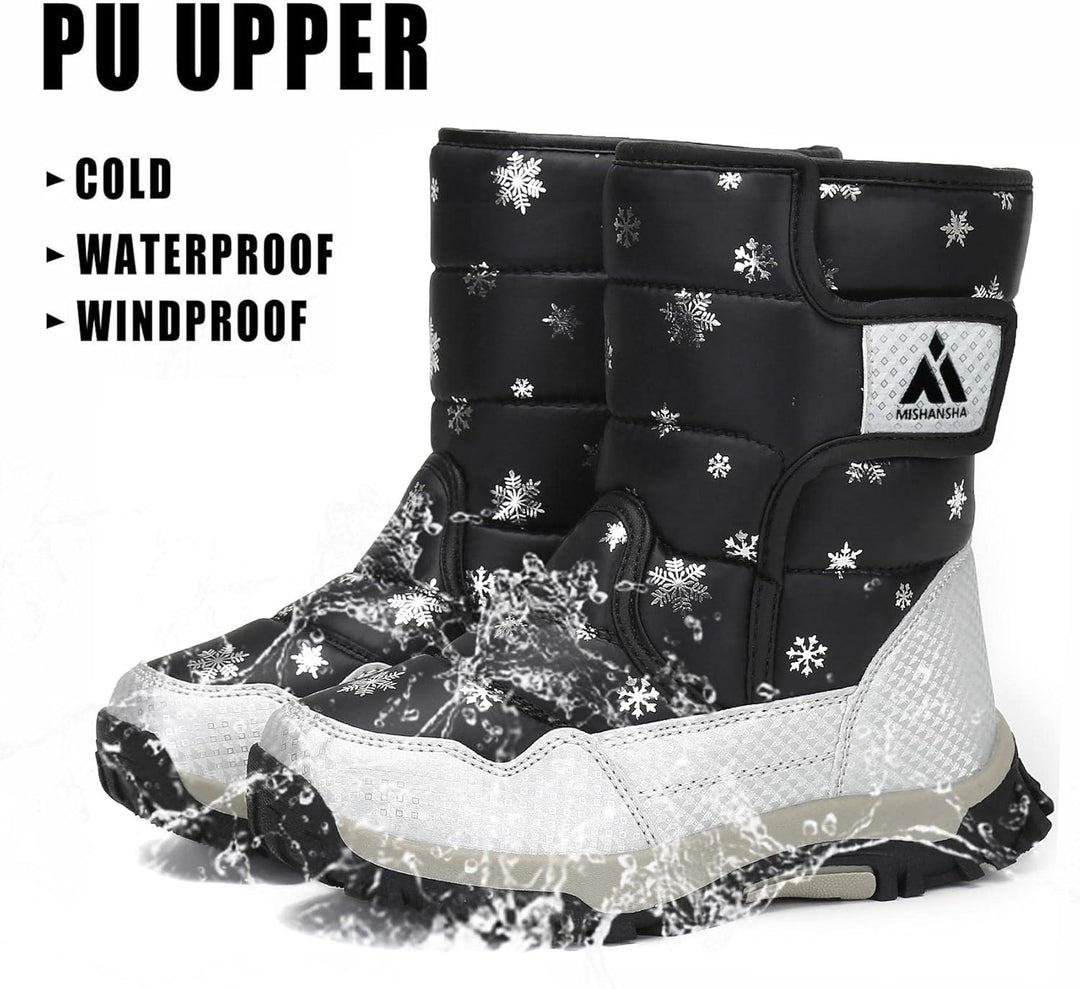 Mishansha Kinder Winterstiefel Jungen Schneestiefel Mädchen Warm Gefütterte Rutschfeste Winter Snowb