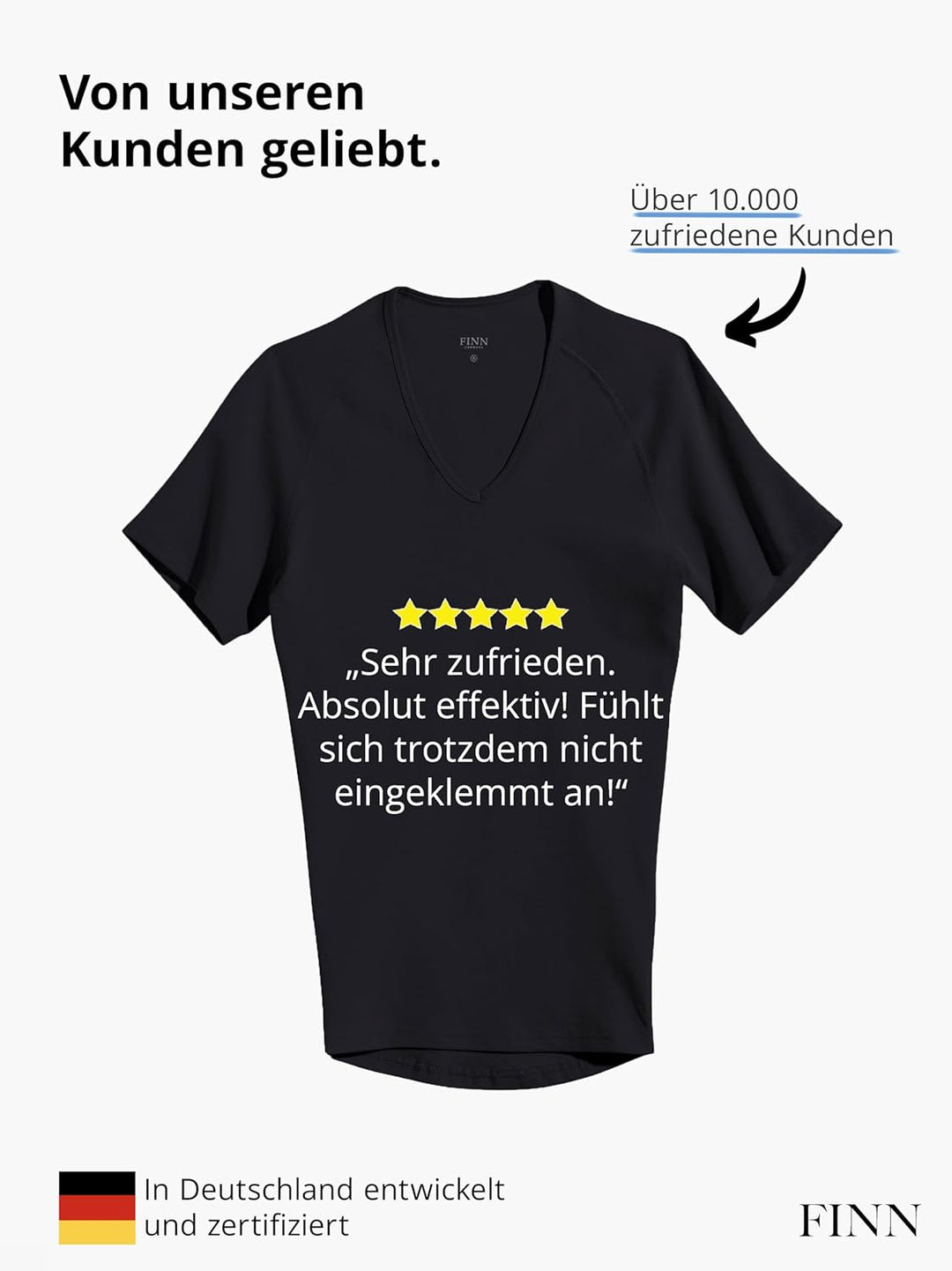 FINN figurformendes Kompressions-Unterhemd Herren - Shapewear Kurzarm Shirt mit Bauch-Weg Effekt - B