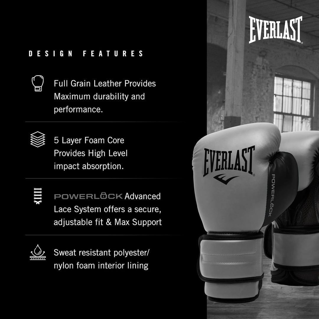 Everlast Unisex – Erwachsene Powerlock 2R Glove Handschuhe Dunkelgrau 12oz., Dunkelgrau 12oz.