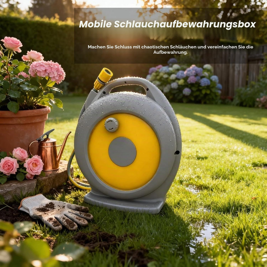Garten Schlauchbox, Mobile Schlauchaufbewahrung, Schlauchaufroller für Ordentlich und tragbar, Einzi