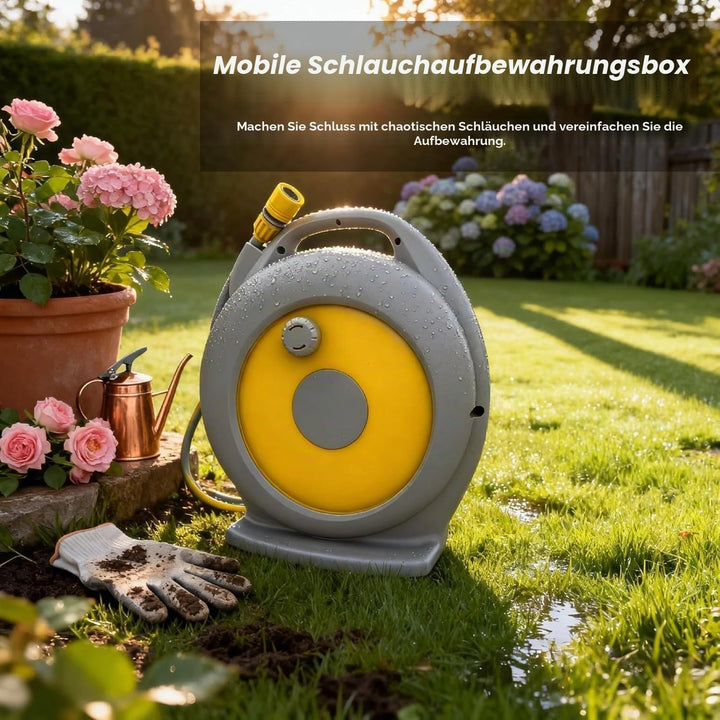 Garten Schlauchbox, Mobile Schlauchaufbewahrung, Schlauchaufroller für Ordentlich und tragbar, Einzi