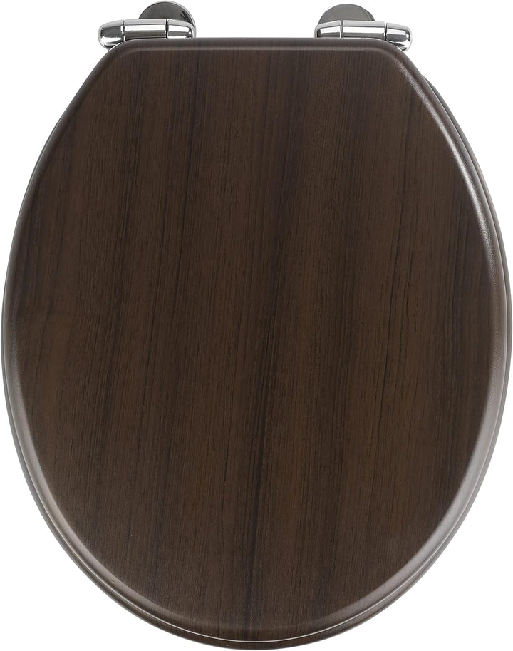 WENKO WC-Sitz Wenge, Toilettensitz mit Absenkautomatik in Holz-Optik, WC-Deckel für sanftes Deckelsc