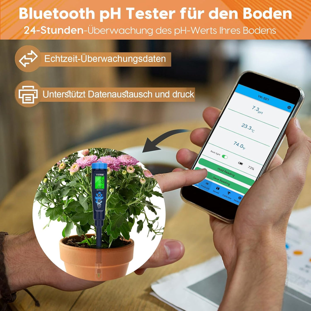 Digitales Boden pH Messgerät,Boden und Wasser pH Tester, hochwertiges pH Messgerät für den Heimgebra