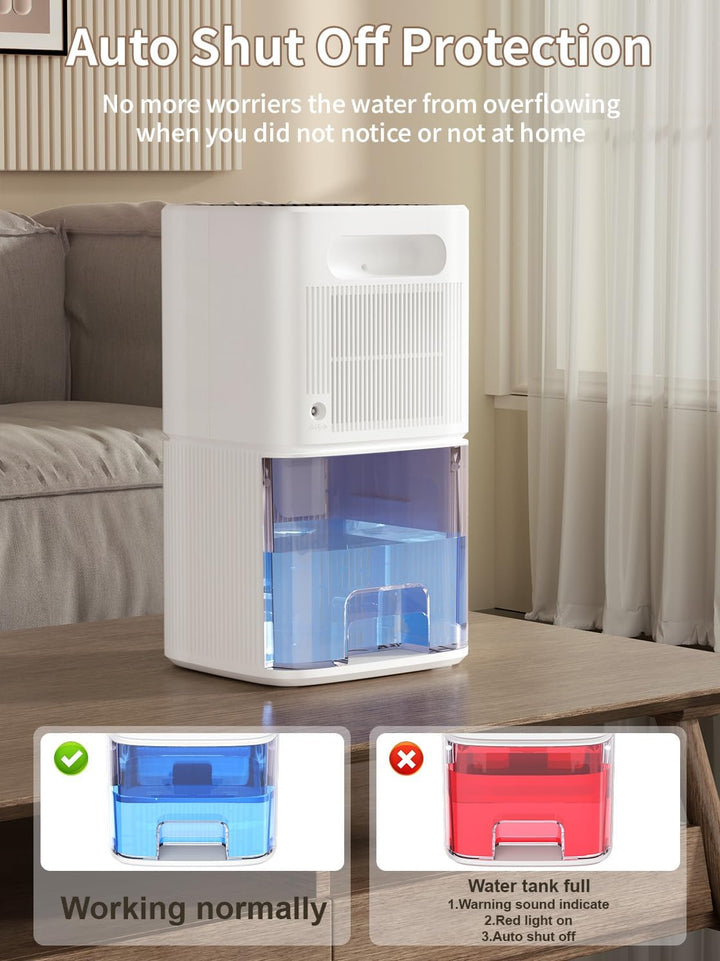 Luftentfeuchter 1800ML, Elektrischer Luftentfeuchter mit Automatischer Abtauung/Abschaltung, Farbige