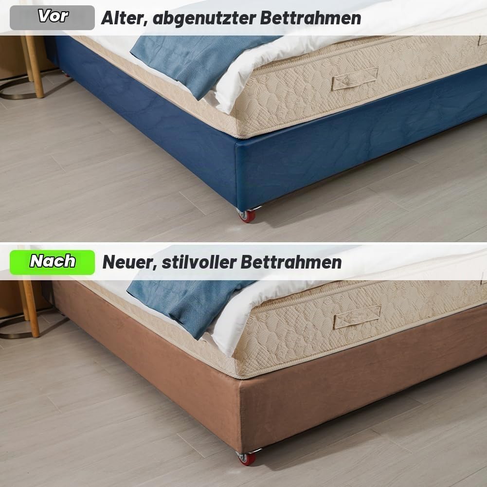 DUJUIKE Stretch Samt Boxspring Abdeckung zum Umwickeln, Alternative zum Traditionellen Volant Bettro