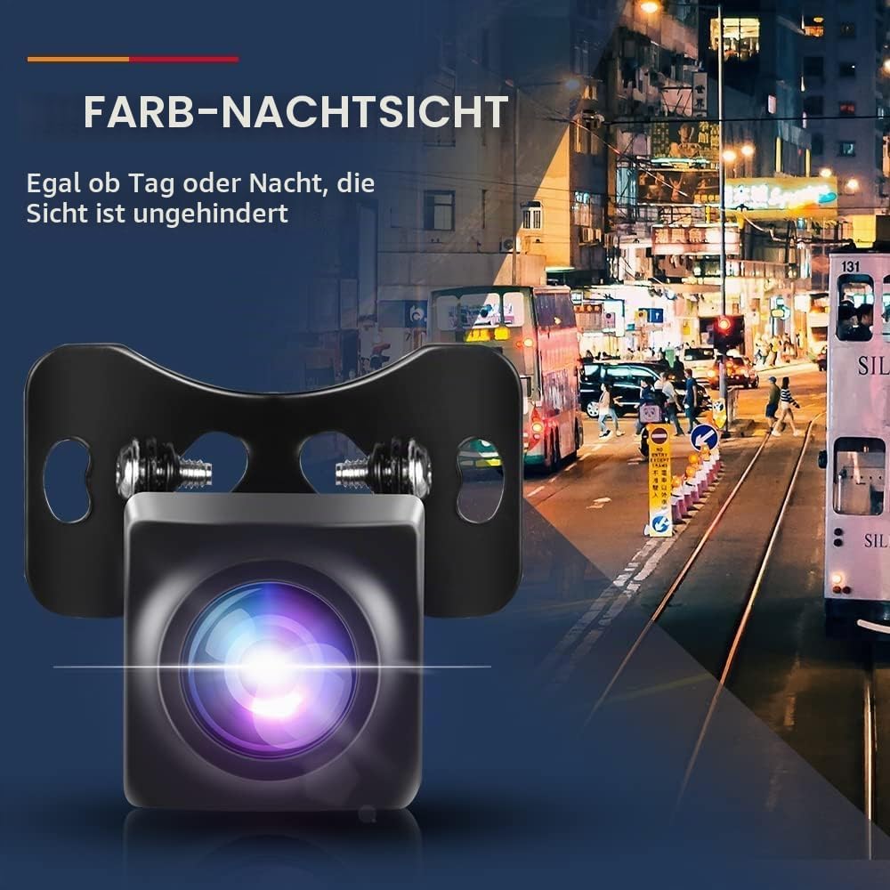 CAMECHO Full Colour HD Rückfahrkamera 4PIN für Tragbares Autoradio Kit, IP69 wasserdichte Nachtsicht