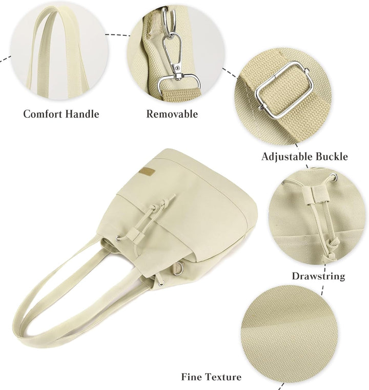 CORIOS Damen Eimer Taschen Kordelzug Handtasche Canvas Schultertasche Grosse Kapazität Umhängetasche