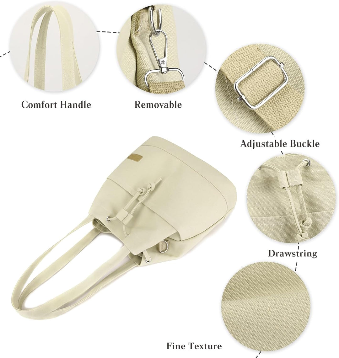 CORIOS Damen Eimer Taschen Kordelzug Handtasche Canvas Schultertasche Grosse Kapazität Umhängetasche