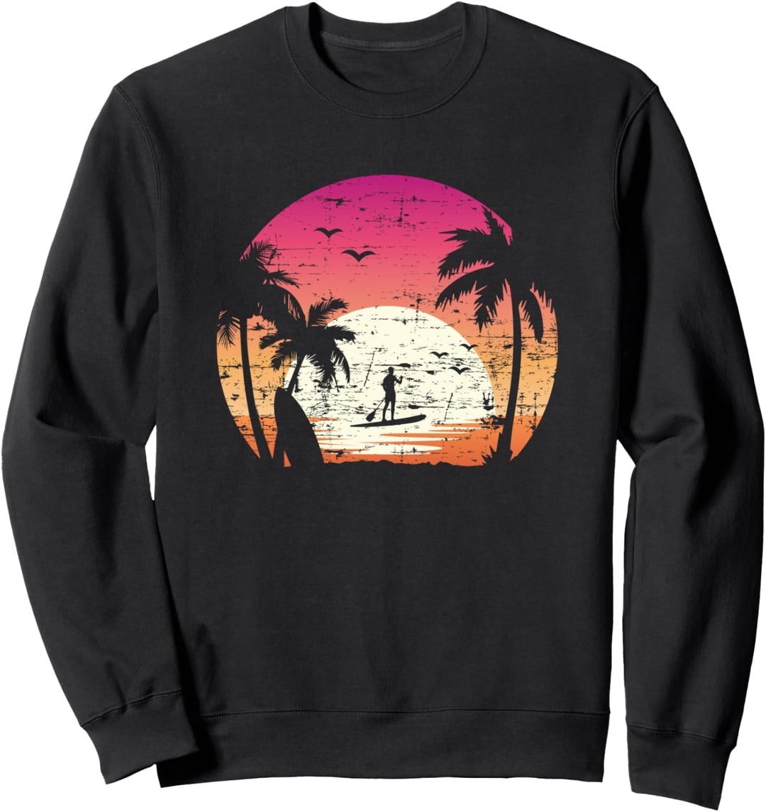 Tropischer Sommer SUP Sonnenuntergang Stand Up Paddeln Sweatshirt