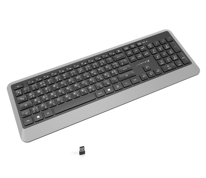 Lacerto® | Bilinguale Russisch-Deutsche/Ukrainische Kabellose 2,4 GHz lasergravierte Multimedia Tast