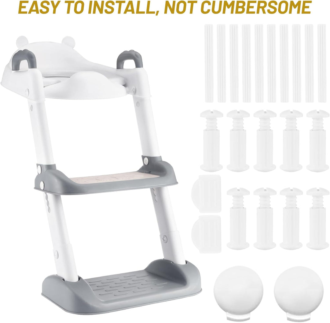 Mkitnvy Toilettensitz Kinder Kinder WC, Toilettensitz Toilettentrainer mit Treppe, Verstellbar Toile