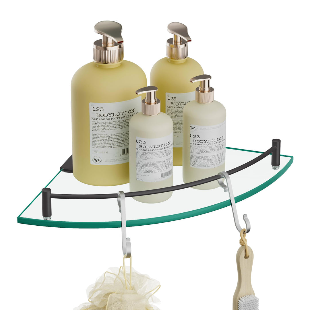 KES Glasregal Duschregal Duschablage Regal Glas Badezimmer Wandregal SUS304 Edelstahl 7MM Badregal D