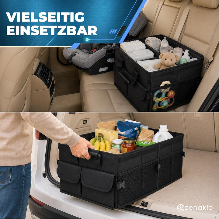 Premium Kofferraum Organizer mit Deckel - Auto Organizer Faltbar Stabil &amp; Rutschfest - Auto Kofferra