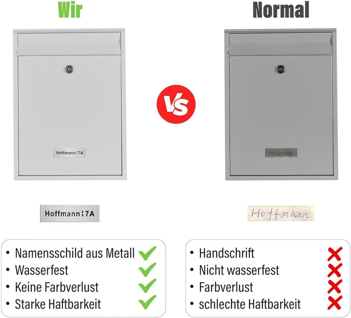 Zedelmaier XL Briefkasten personalisiert mit Edelstahl Namensschild Wandbriefkasten Postkasten brief