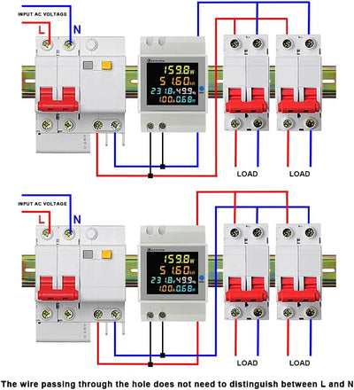 KETOTEK Stromzähler Hutschiene, Digitaler Energiezähler 6in1, AC40-300V 100A Wechselstromzähler KWh