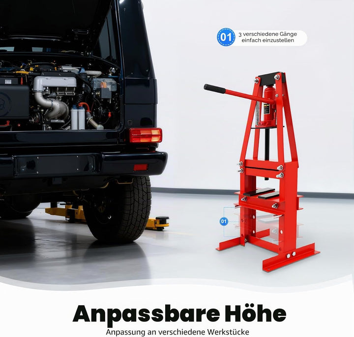 6-Tonne Hydraulische Werkstattpresse, 4 Stufen Einstellbare Höhe A-förmige Rahmenpresse Lagerpresse