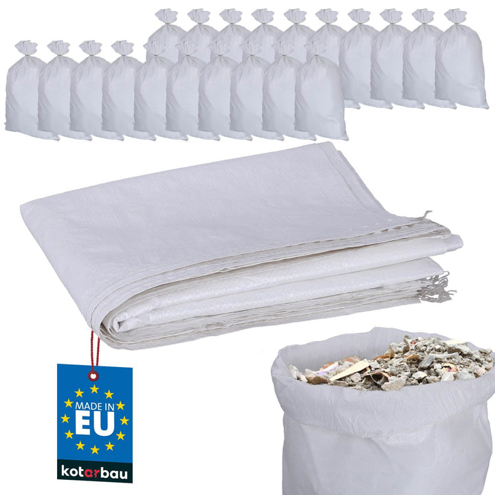 KOTARBAU® 20er Set PP Gewebesäcke 65x105cm 50kg Schwerlast-Gewebesack Weiss 20er Set 65x105cm Weiss,
