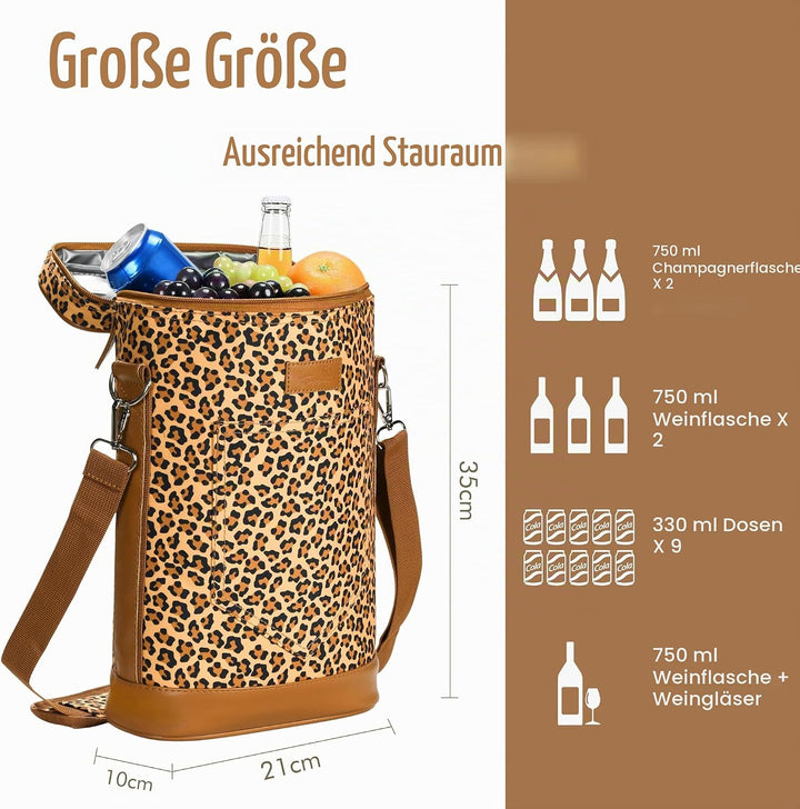 Kato Flaschentasche für 1 Flasche Kühltasche für Wein Bier Getränke Outdoor Tragetasche mit Trennwan