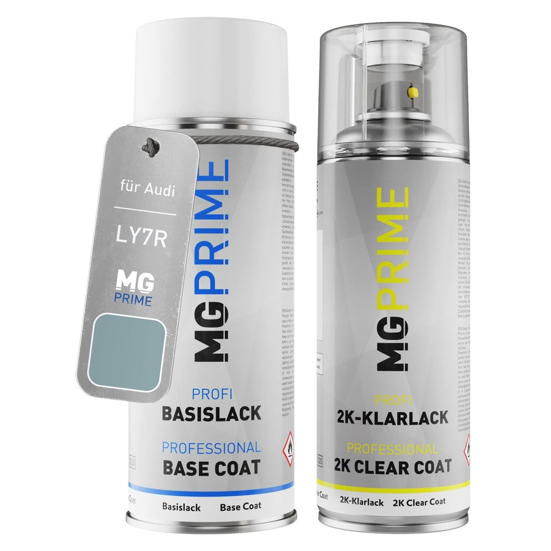 MG PRIME Autolack 2K Spraydosen Set für Audi LY7R / Y7R / 4J Kristallblau Metallic/Crystal Blue Meta