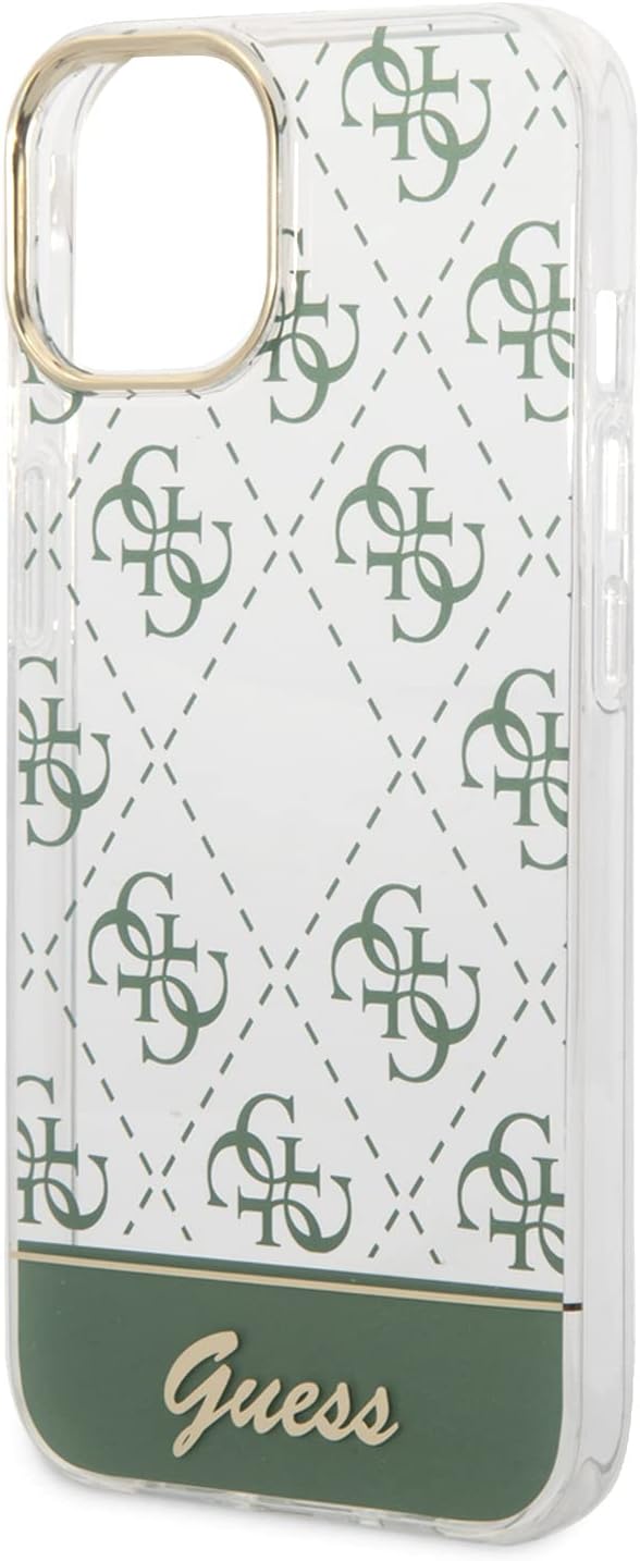 Guess 4G Pattern Script Collection Hardcase Hülle Cover für Apple iPhone 14 Plus Khaki