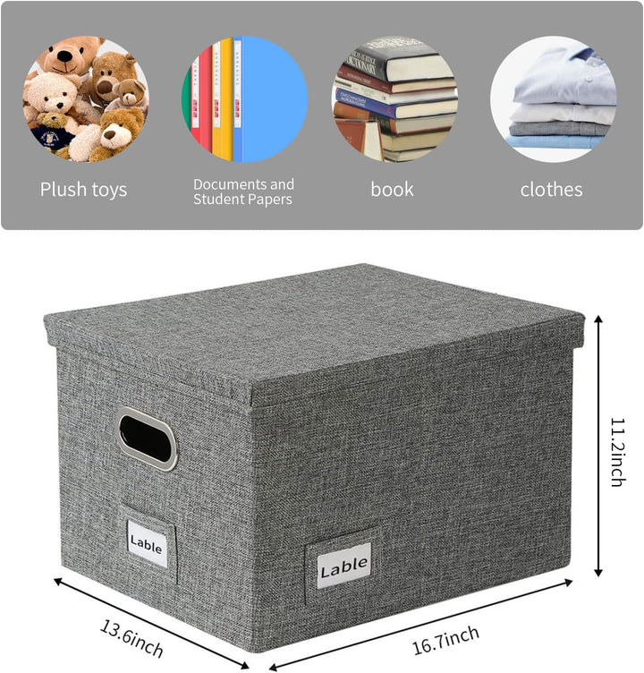 Akten-Organizer, faltbare Aufbewahrungsbox mit 10 Hängeregistratur-Ordner, Aktenbox mit Deckel, grau