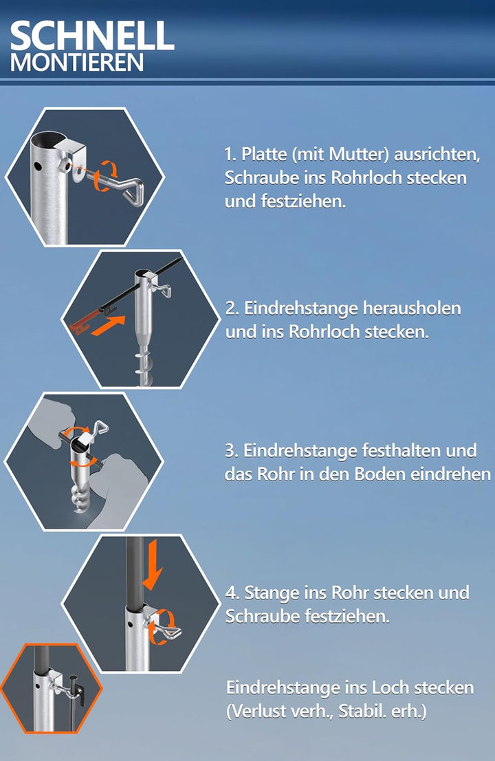 4smile Sonnenschirm Strand 3er Set in Anthrazit, Ø 160 cm Strandschirm Windfest Stabil mit Eindrehbo
