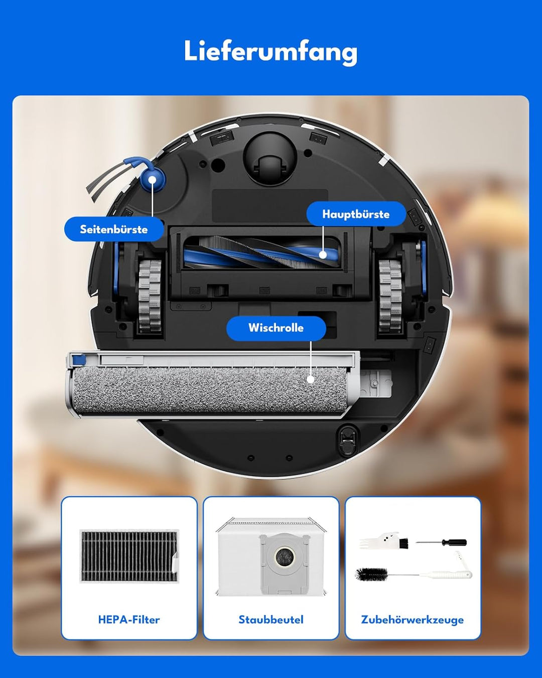 23 Stk. Zubehörsets für ECOVACS DEEBOT T90 OMNI/T90 PRO OMNI/X12 Pro Omni Saugroboter: 1 Hauptbürste
