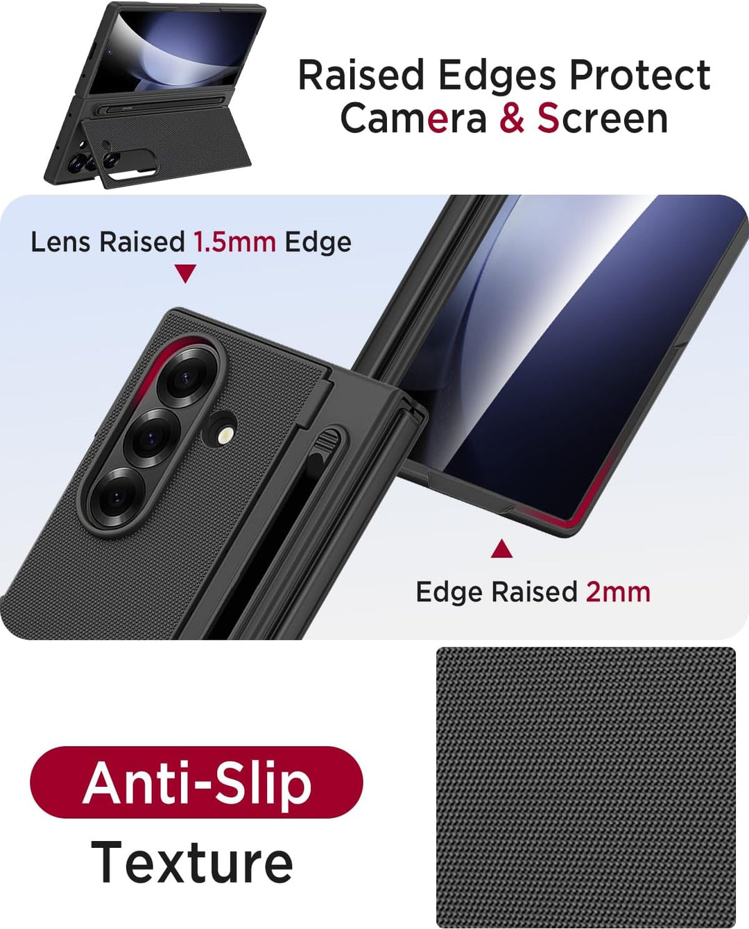 Miimall Kompatibel mit Samsung Galaxy Z Fold 5 Hülle mit S-Pen & Stifthalter, [HD Displayschutz] Ult