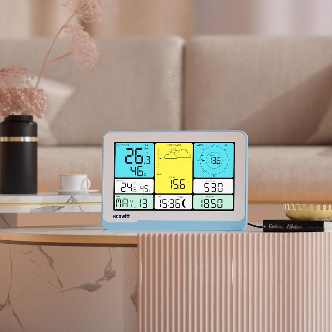 ECOWITT Konsole WS3820_C für Wetterstationen, 7,5 Zoll drahtloses Farb-LCD-Display für Zuhause, Eing