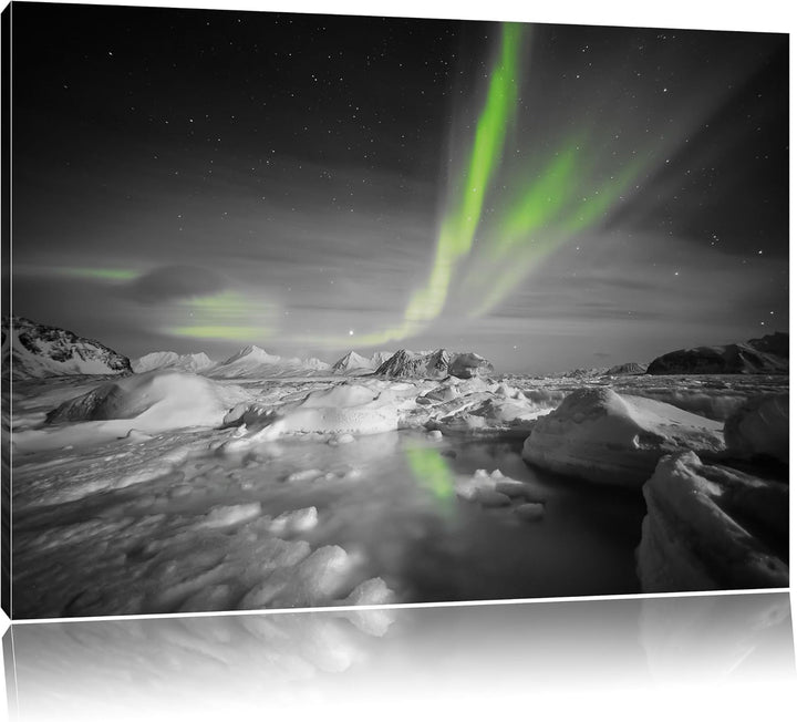 Pixxprint gewaltiges Polarlicht B&W Detail, Format: 100x70 auf Leinwand, 100x70
