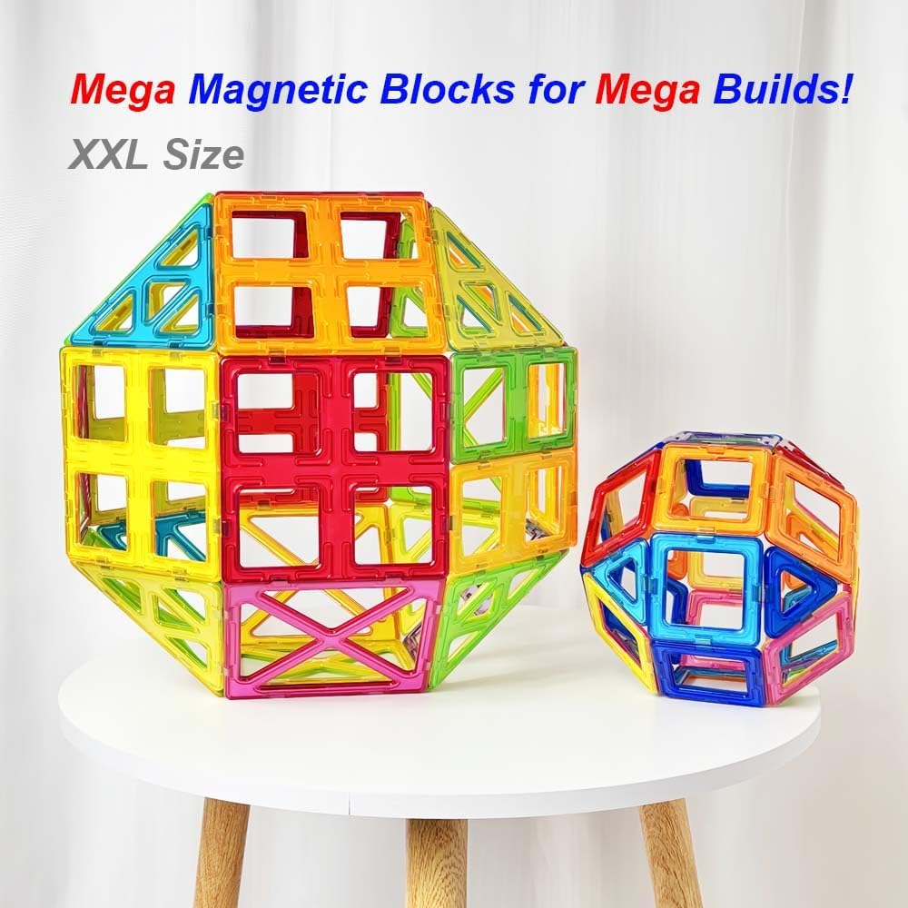 CONDIS Magnetische Bausteine 72 Teile Mega Set - XXL(2×)& Standard Blöcke, Fensterkarten, Mint Lerns