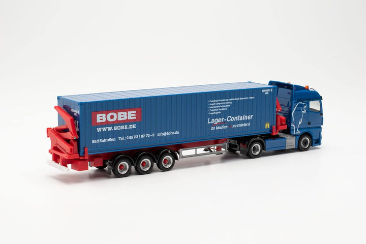 Herpa LKW Modell Man TGX GM Container-Seitenlader „Bobe Spedition“, originalgetreu im Massstab 1:87,