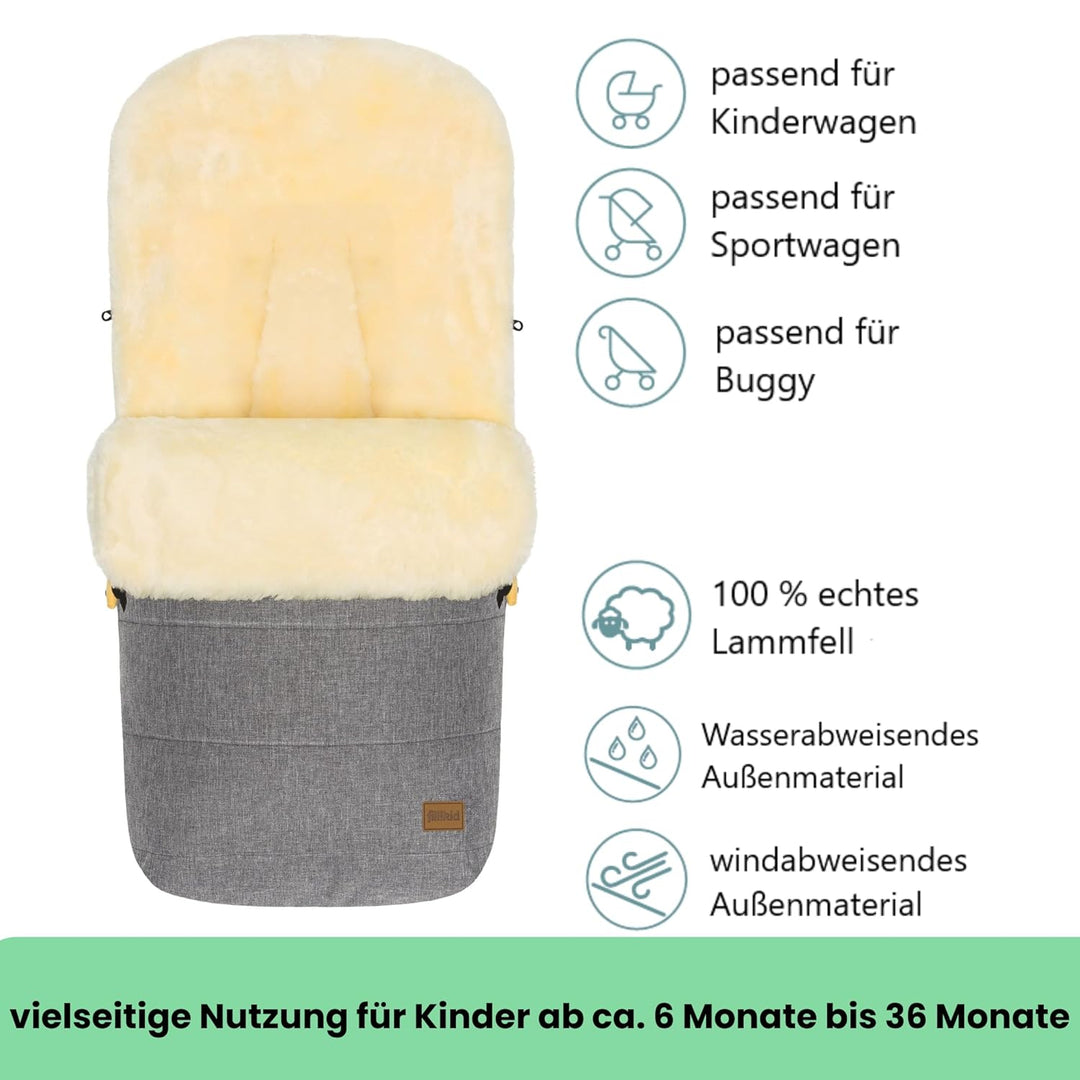 Fillikid Winterfusssack Bernia Lammfell Exklusiv Kinderwagen, Buggy | Winterfusssack wind- & wassera