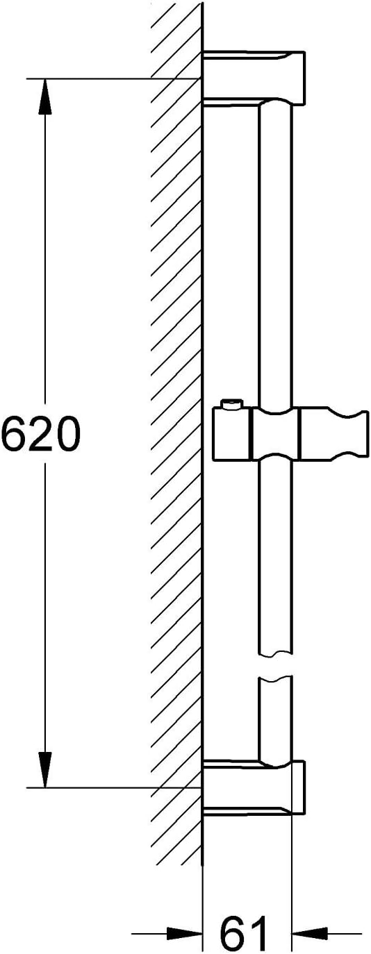 Grohe Tempesta Cosmopolitan, Brausestange 600mm, feste Bohrlöcher zur Befestigung, chrom 600 mm, 600
