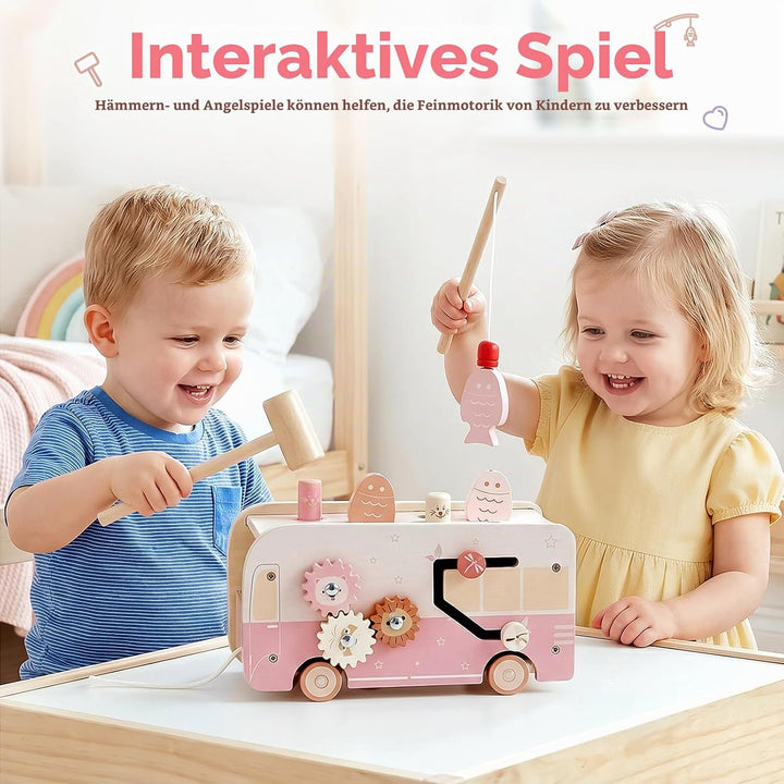 Vanplay Montessori Spielzeug ab 1 Jahr, 7 in 1 Hammerspiel Holzspielzeug Motorikspielzeug, Xylophon