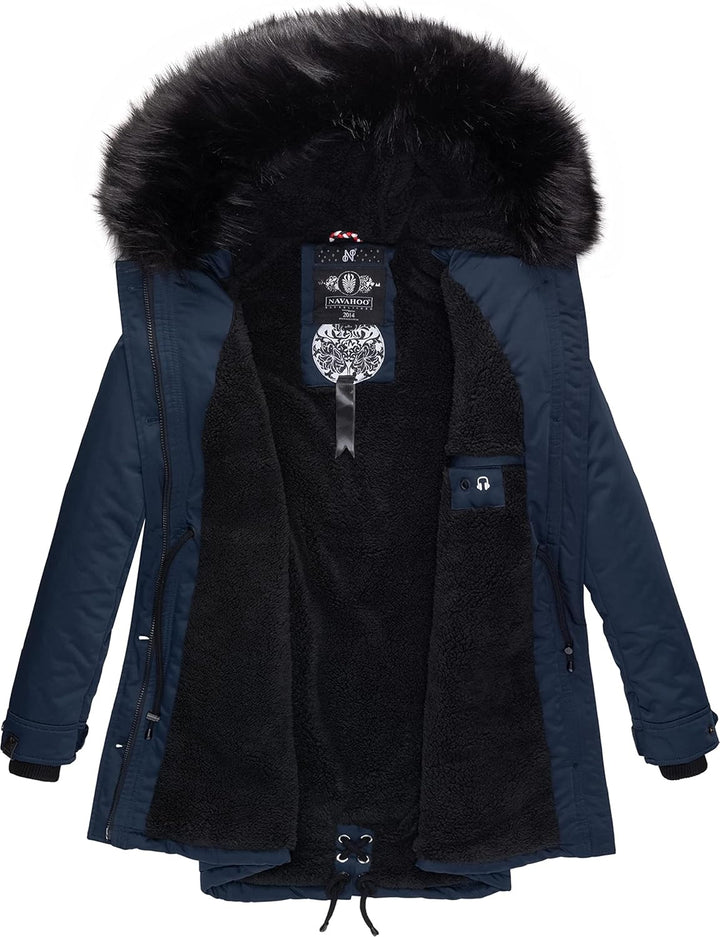 Navahoo Damen Warmer Winterparka mit Kapuze Luluna Prc XS-XXL XS Blau, XS Blau
