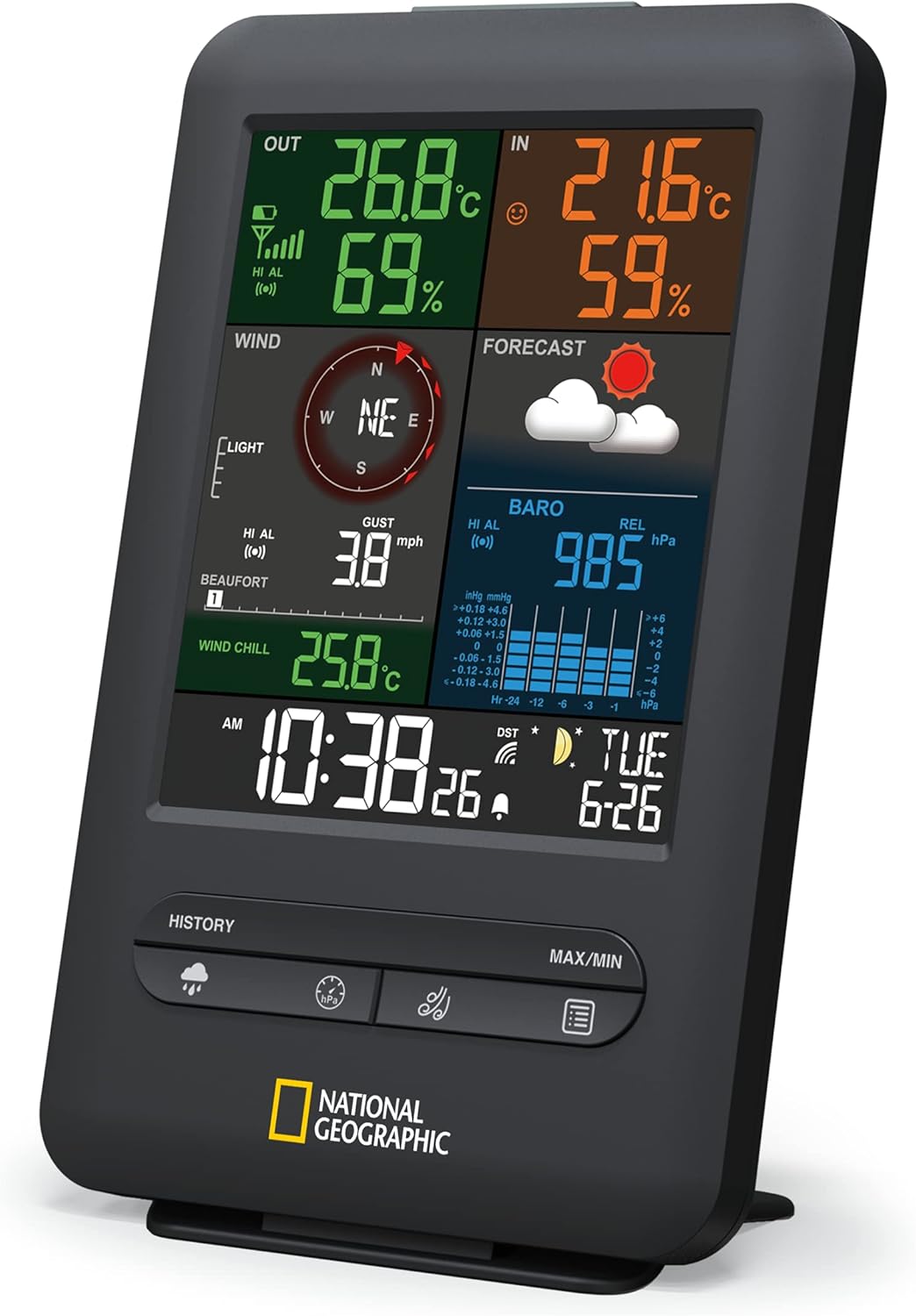 Bresser zusätzliche Basisstation für 7002525 Funk Wetterstation 5-in-1 Beaufort Wetter-Center mit Ra