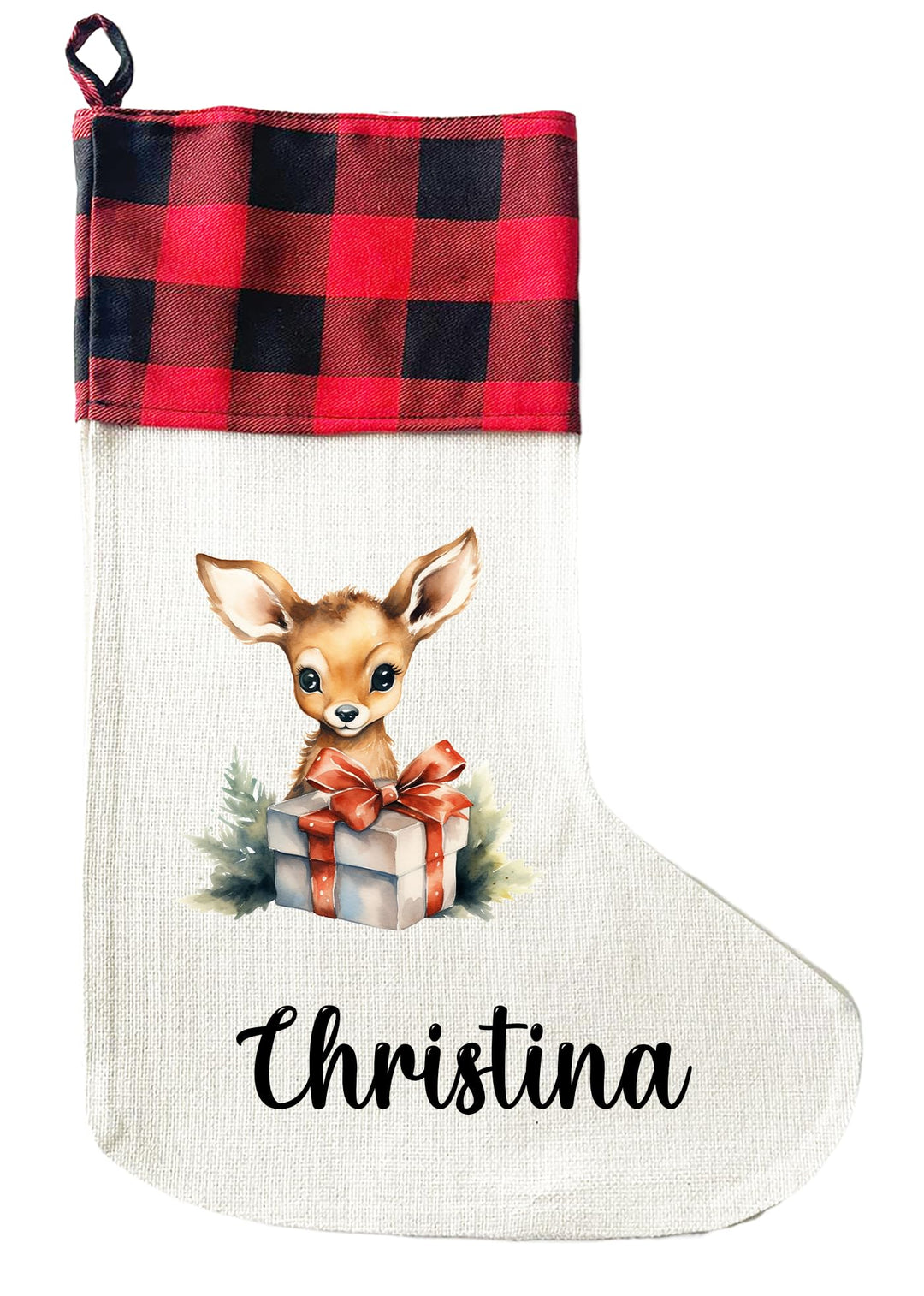 Personalisierte Weihnachtssocken mit Tieren - 40cm x 30cm - Weihnachtsstrumpf zum Nikolaus oder Weih