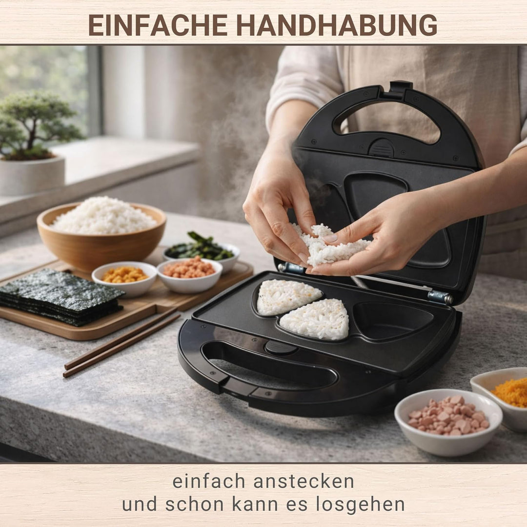 Syntrox Germany Onigiri Maker dreieckige japanische Grill Reisbälle Chefmaker SM-1300W Rice mit hera