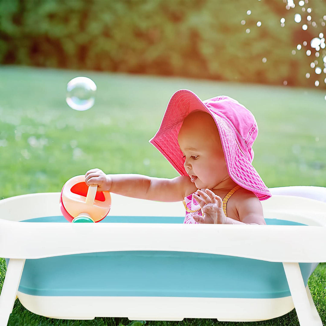 50L Baby Badewanne mit Anti Stütze und Echtzeit-Temperaturmessung, Faltbare Babywanne für Babys 0-6